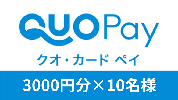 クオカードペイ3000円分×10名様