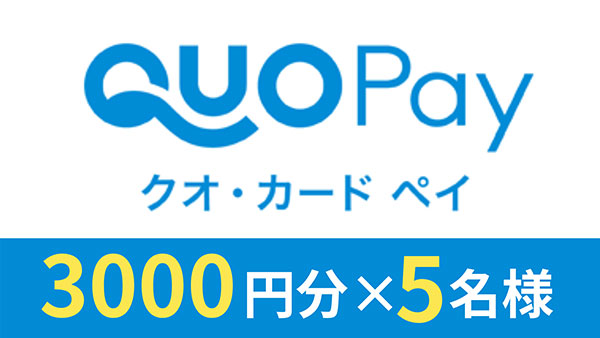 QUOカードPay 3,000円分×5名様